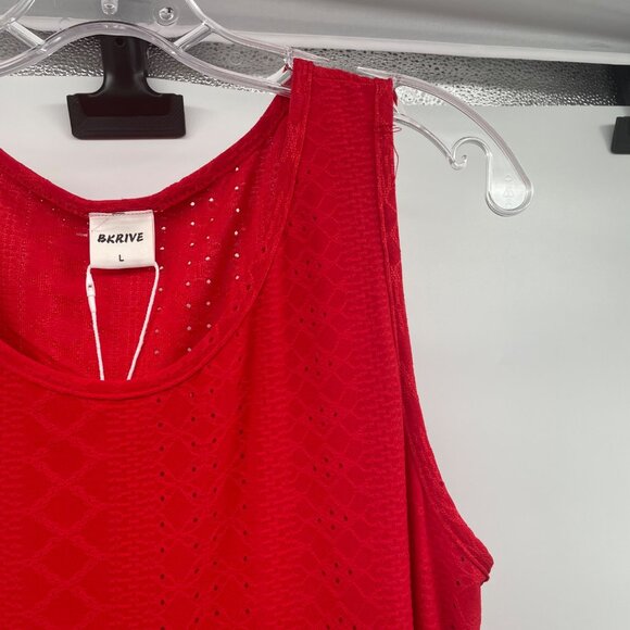 BKRIVE Womens Sleeveless Shift Dress Textured Red Size Large New Pockets - Picture 4 of 9